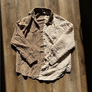 Two-Tone Brown and Cream Shirt